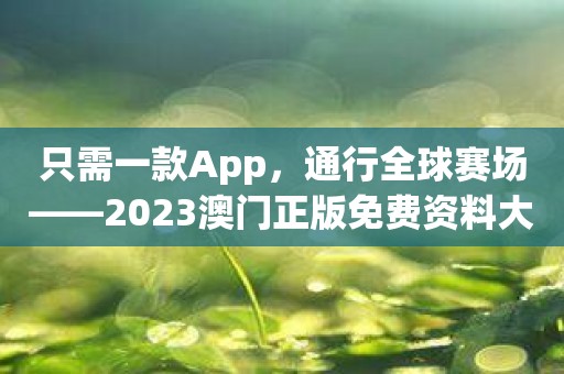只需一款App，通行全球赛场——2023澳门正版免费资料大全任你畅玩