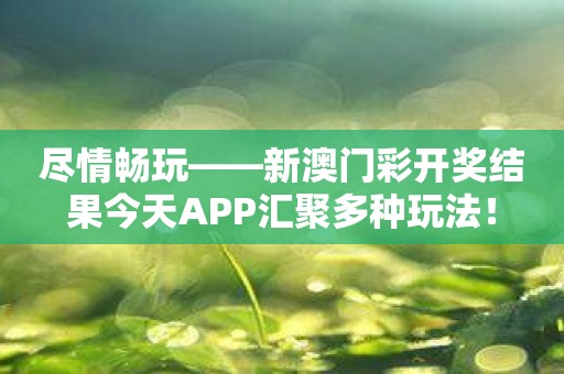 尽情畅玩——新澳门彩开奖结果今天APP汇聚多种玩法！