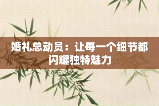 婚礼总动员：让每一个细节都闪耀独特魅力