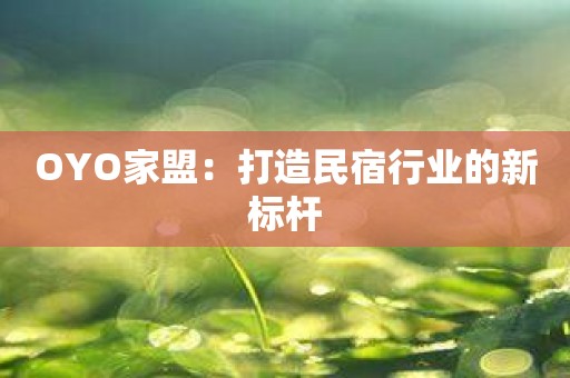 OYO家盟：打造民宿行业的新标杆