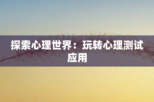 探索心理世界：玩转心理测试应用