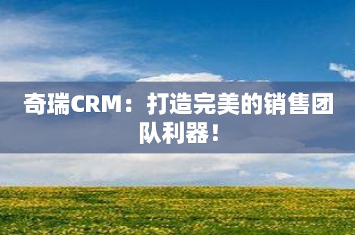 奇瑞CRM：打造完美的销售团队利器！