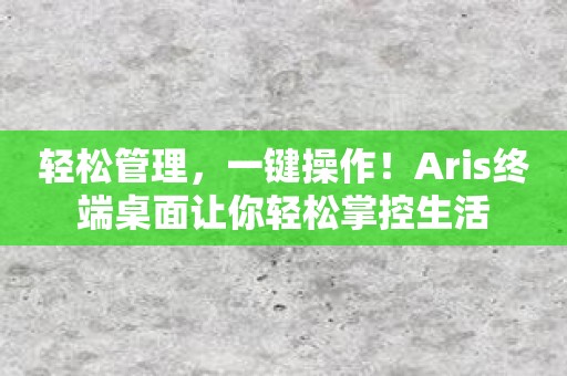 轻松管理，一键操作！Aris终端桌面让你轻松掌控生活