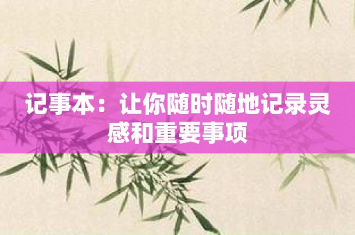 记事本：让你随时随地记录灵感和重要事项