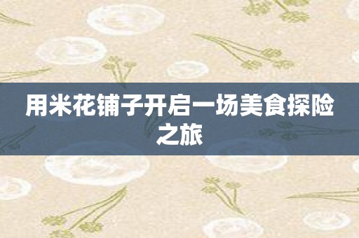 用米花铺子开启一场美食探险之旅