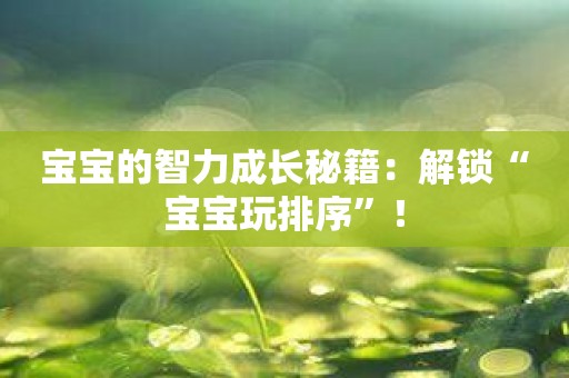 宝宝的智力成长秘籍：解锁“宝宝玩排序”！