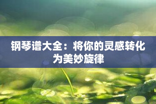 钢琴谱大全：将你的灵感转化为美妙旋律