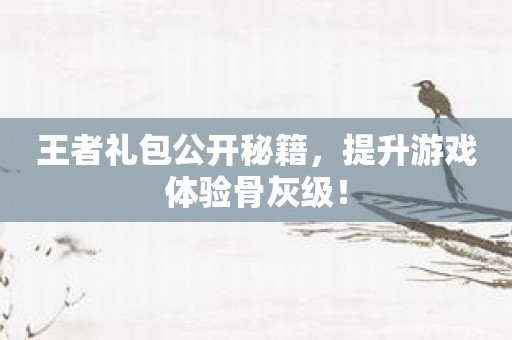 王者礼包公开秘籍，提升游戏体验骨灰级！