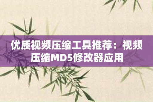 优质视频压缩工具推荐：视频压缩MD5修改器应用