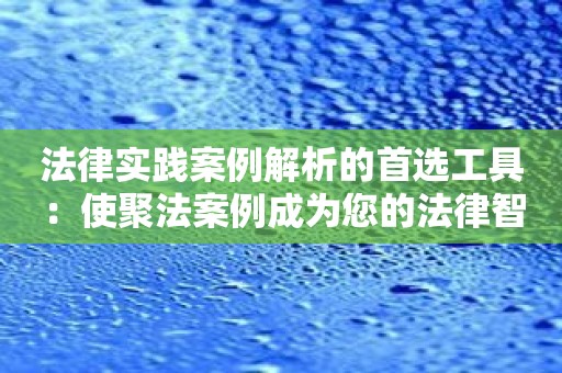 法律实践案例解析的首选工具：使聚法案例成为您的法律智囊