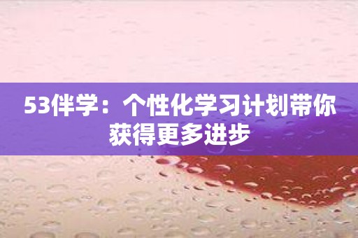53伴学：个性化学习计划带你获得更多进步