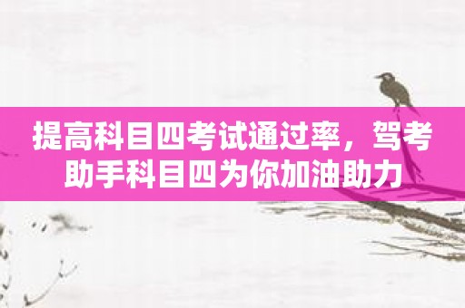提高科目四考试通过率，驾考助手科目四为你加油助力