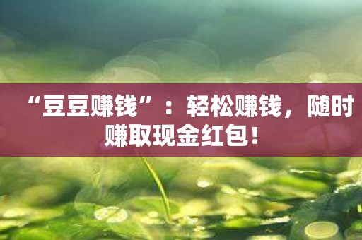 “豆豆赚钱”：轻松赚钱，随时赚取现金红包！