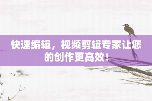 快速编辑，视频剪辑专家让您的创作更高效！