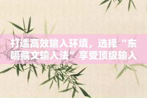 打造高效输入环境，选择“东噶藏文输入法”享受顶级输入体验！