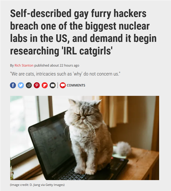 为了把人变成猫娘 这群黑客把美国顶级核电实验室给黑了