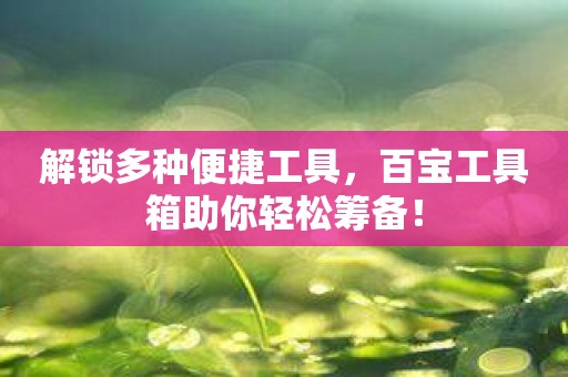 解锁多种便捷工具，百宝工具箱助你轻松筹备！