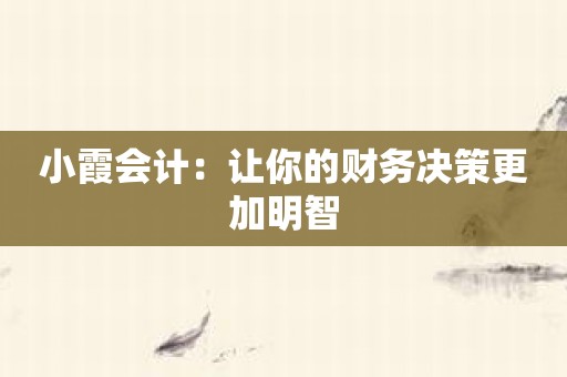 小霞会计：让你的财务决策更加明智