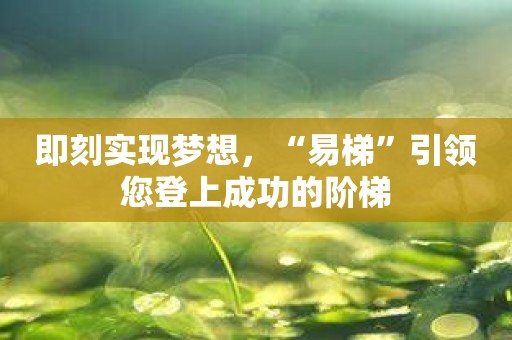 即刻实现梦想，“易梯”引领您登上成功的阶梯