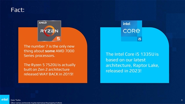 Intel无情嘲讽AMD：锐龙7000居然还在用Zen2老架构