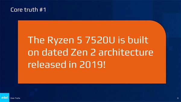 Intel无情嘲讽AMD：锐龙7000居然还在用Zen2老架构