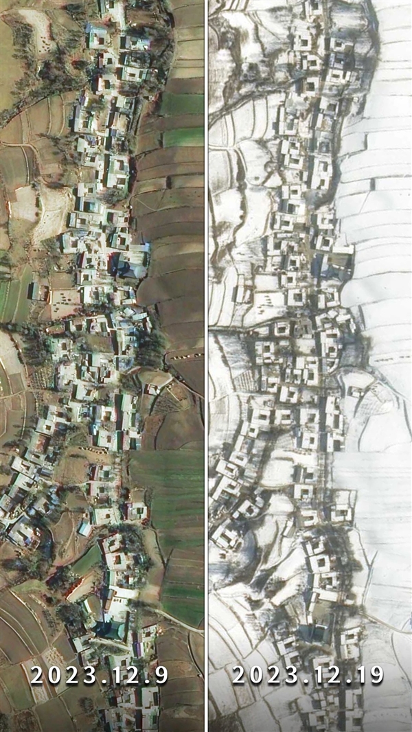 吉林一号卫星直击甘肃6.2级地震：地面塌陷、泥石流冲毁房屋