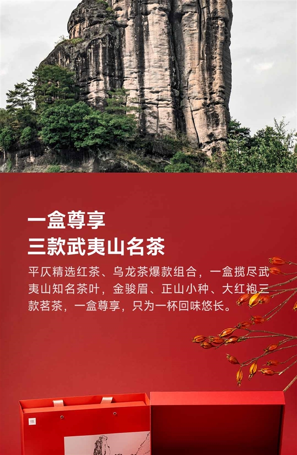 大红袍+金骏眉+正山小种三合一：平仄武夷山茶礼盒159元半价大促