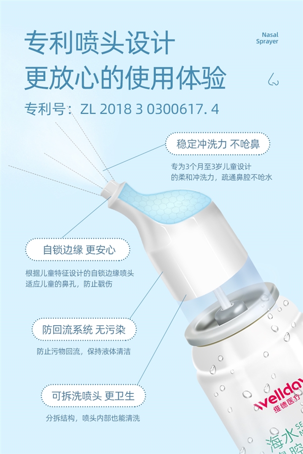 大人小孩都可洗鼻子！维德海盐水鼻腔喷雾大促：9.9包邮
