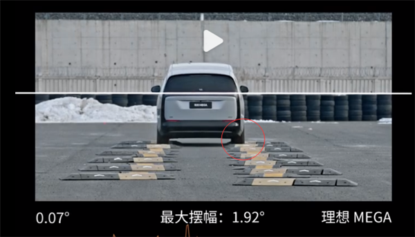 理想MEGA远超丰田埃尔法：40km/h速度过减速带摆幅仅1.92° 底盘更稳