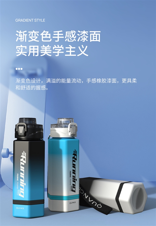 760ml耐摔耐磕耐碰：全格Tritan一键弹盖水杯22.9元新低