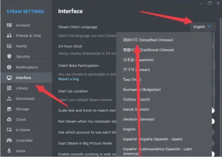 steam这么设置成中文