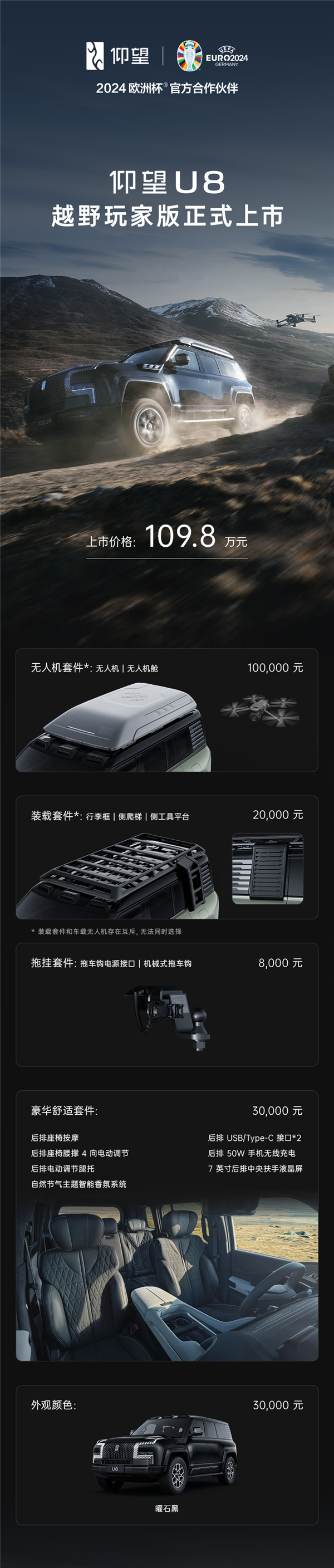 109.8万起 比亚迪仰望U8越野玩家版上市：可选装车载无人机