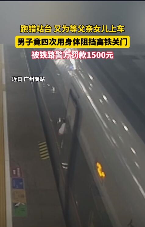 男子为等家人4次用身体阻挡高铁关门：当事人已被处罚