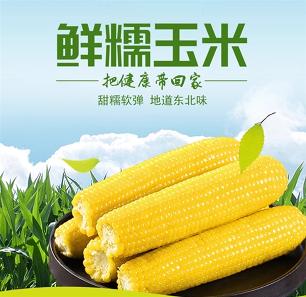 独立黄金铝膜包装：吉林省农投集东北糯玉米19.8元/8根