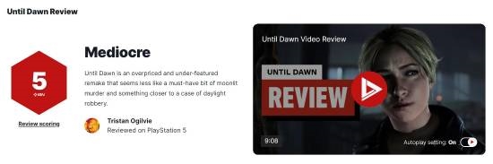 《直到黎明:复刻版》IGN 5分:敢卖这么贵确实恐怖