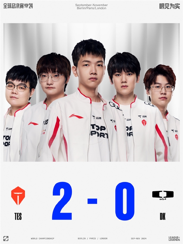 中国队完胜韩国!《英雄联盟》S14瑞士轮TES 2-0战胜DK晋级八强