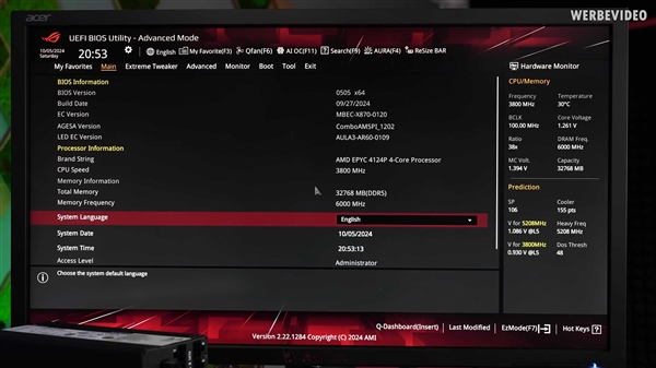 这年头还有4核心CPU!X670主板无缝点亮EPYC 4214P 功耗极低