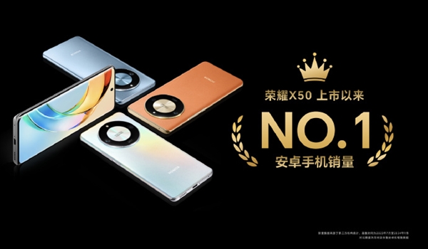 荣耀X50全球销量超1500万台!安卓手机销量第一