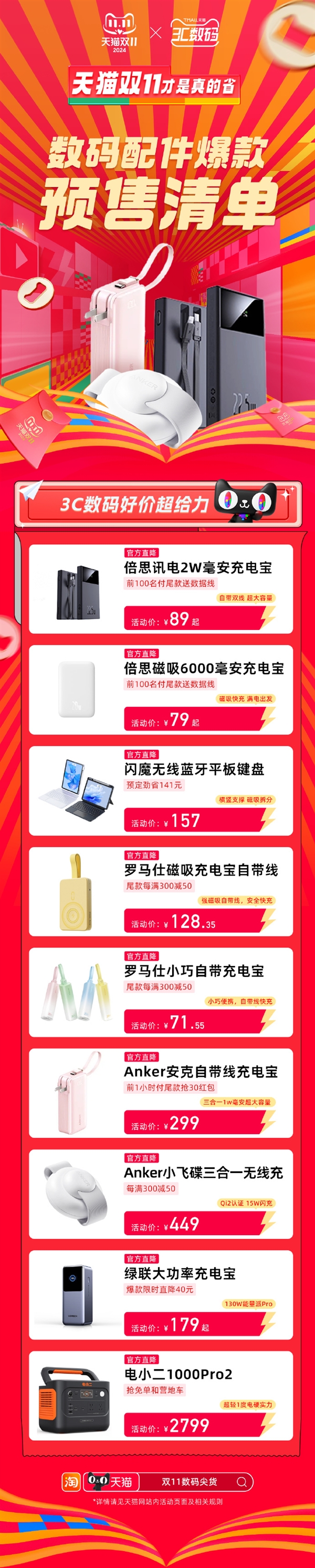 抄作业了!天猫官方公布双11爆款降价清单:K70至尊版2399元起