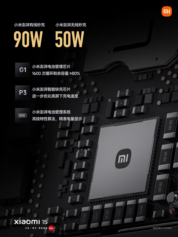 能量密度小米史上最高!小米15搭载5400mAh超大电池:续航超iPhone 16 Pro