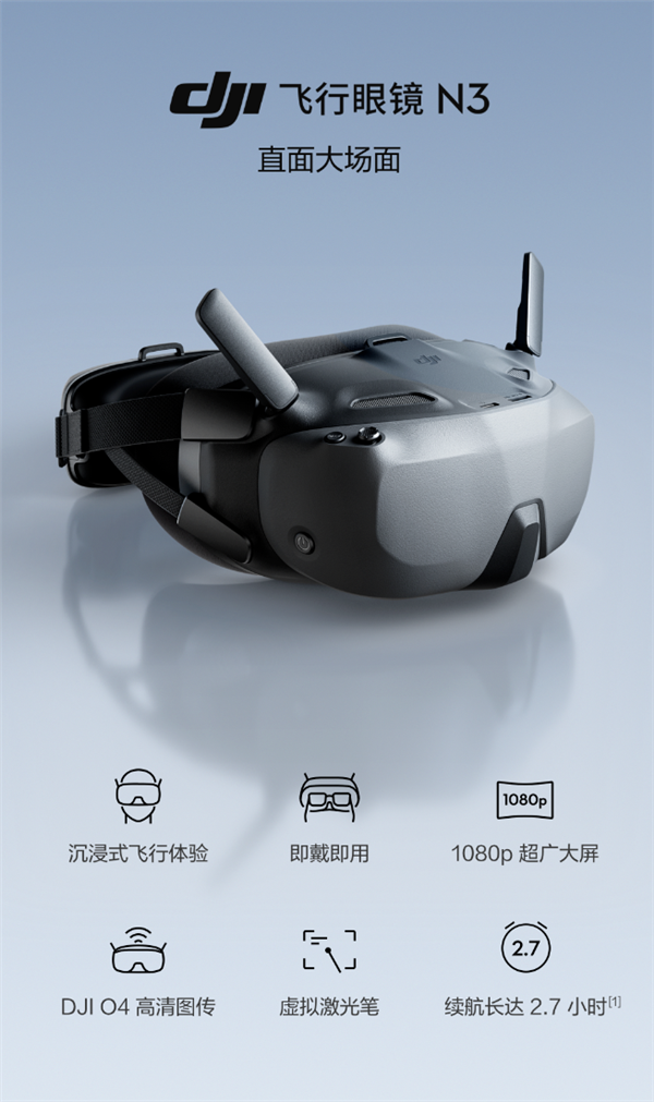 1499元!大疆发布飞行眼镜N3:1080p大屏 秒变飞行员