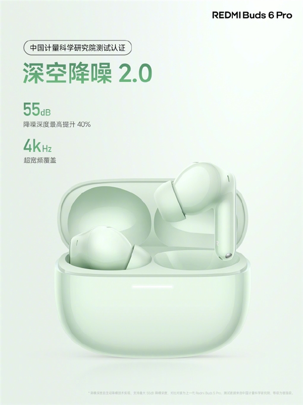 399元！REDMI Buds 6 Pro发布：首发罕见圈瓷同轴三单元