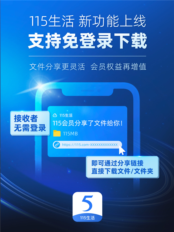115网盘新功能上线:免登录直接下载文件