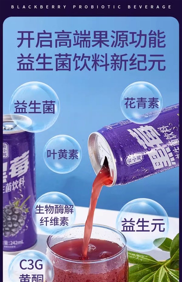 鲜果酿造 口感纯正！云小耳黑莓果汁大促：48元券 6罐到手11.9元